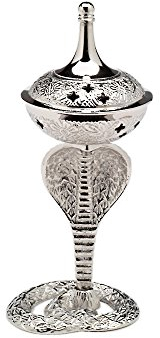 NKlaus Encensoir Cobra Laiton nickelé Serpent Oriental Porte-encens pour encens 7652
