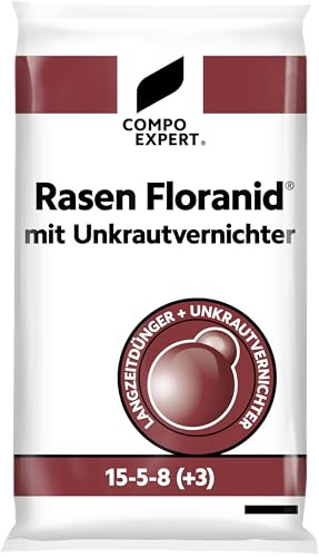COMPO EXPERT Rasendünger mit Unkrautvernichter und Langzeitwirkung gegen Unkraut - Rasen Floranid® 15-5-8(+3) mit Unkrautvernichter