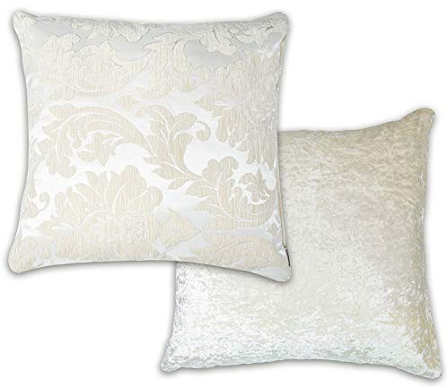 Emma Barclay Damask - Luxury Chenille Jacquard Cushion Cover in Ivory - 17x17 (43x43cm)
