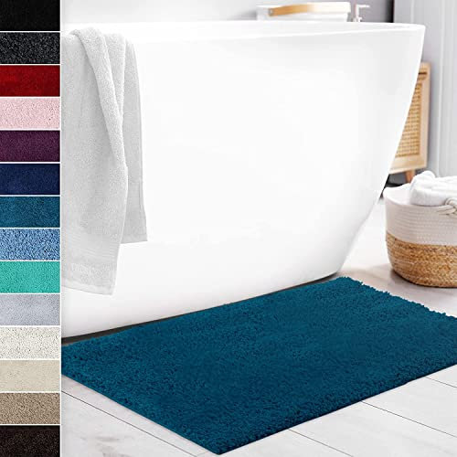 casa pura - Tapis de Bain Antidérapant - Tapis de Douche - Tapis pour Salle de Bain, WC, Toilette, Sortie de Douche - Epais, Absorbant et Moelleux - Tapis en Microfibre Lavable - Turquoise, 80x150 cm