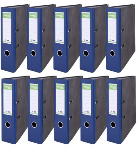 DONAU ECO Ordner Basic/Economy / A4 8 cm Breit / 10er Pack - 10 Stück/Farbe - Graumelange mit Dunkelblau/Briefordner Büroordner Pappordner