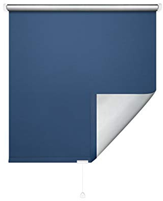 JalousieCrew Verdunklungs-Springrollo Classic Thermorollo - Variante Blau Alu - Breiten 062 bis 182 cm - Höhe 175 BZW. 230 cm - Hitzeschutz (132 x 175 cm)