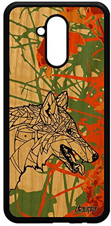 Coque Silicone Huawei Mate 20 Lite Bois Loup Smartphone Tribal Orange Ethnique a