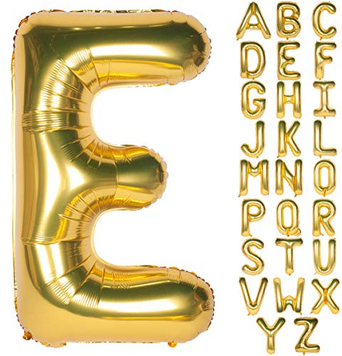 Große Mylar Folie Helium Brief Luftballons 40 Zoll Gold Luftballons Alphabet Buchstaben für Geburtstag Brautdusche Jubiläumsdekorationen(Letter E)