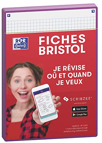OXFORD Revision 2.0 Karteikarten, DIN A5 (14,8 x 21 cm), kleine Karos, Vorder- / Rückseite, violetter Rahmen, 50 Stück