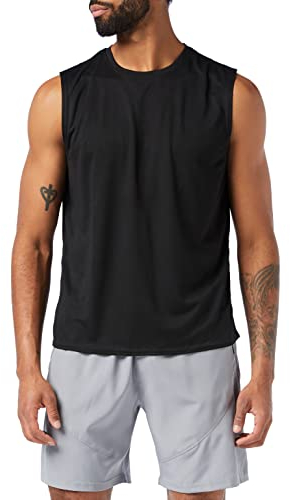 MEETYOO Herren Tank Top Achselshirts Sport Ärmelloses Shirt Unterhemd Fitness Sleeveless Für Running Jogging Gym Vest, Schwarz, L EU