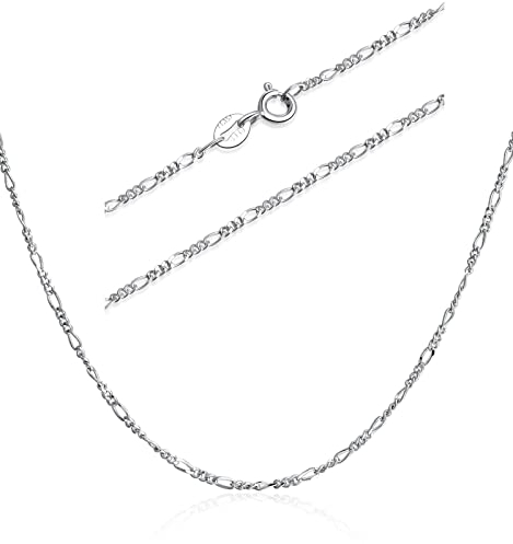 SILBERTALE 1.5mm Kette Silber Figaro Silberkette Damen Herren Figarokette S925 Gliederkette Halskette 35-75cm