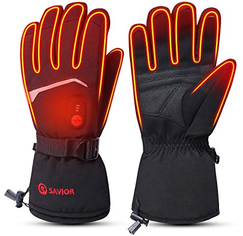 SAVIOR HEAT Beheizte Handschuhe Fäustlinge Männer Frauen, Elektrisch wiederaufladbare Batterie Ski Schnee Handschuhe, Warme Handschuhe für Winter Motorrad Snowboard Wandern Radfahren Wandern Laufen