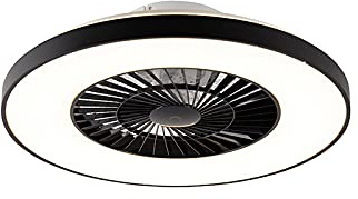 Qazqa led Modern Deckenventilator mit Fernbedienung - Climo - Schwarz, RundBürolampe, Küche lampe, 3000K - 6000K, 60cm, Ideal als Bürolampe, Küche lampe, Schlafzimmerlampe und Wohnzimmerlampe