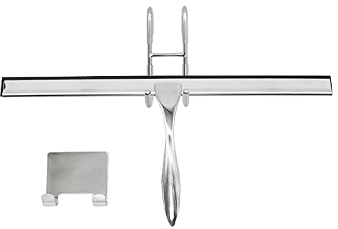ValueHall Raclette de Douche avec Crochet Mural Vitre Raclette l'eau De ménage en Acier Inoxydable sans percage Raclette de Fenêtre Essuie-Glace de Salle de Bain Fenêtre V1C07