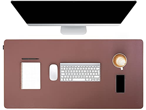 FORMGUT Schreibtischunterlage PU Leder (90 x 30 - Taupe) - Schreibunterlage Groß, Mauspad xxl Auflage für Schreibtisch rutschfest, Mousepad, Arbeitsunterlage