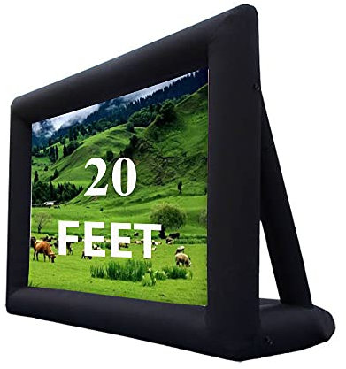 Pantalla de proyector de Cine Inflable para Exteriores e Interiores de 20 pies Que Incluye Ventilador de inflado, amarres y Bolsa de Almacenamiento, admite proyección Frontal y Trasera, Color Negro