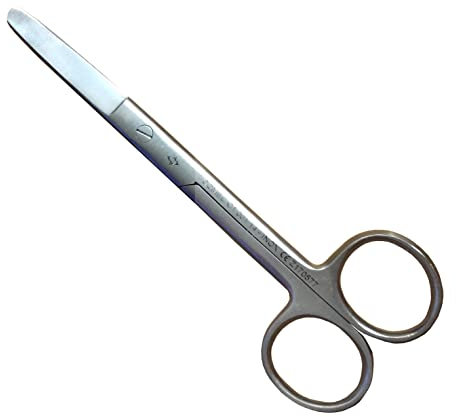 COMED - Ciseaux Mousse Bouts Ronds Tête Droite Taille 14 cm - Instrument Chirurgical Professionnel pour Infirmière, Soignant, Chirurgien, Premiers Secours