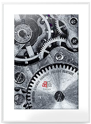 aFFa frames, Alu, Cadre Photo Aluminium, Facile à Nettoyer, Rectangle, Avec Façade en Verre Acrylique, Blanc, 70x100 cm