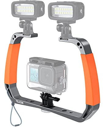 AuyKoo Supporto per vassoio a doppio braccio in lega di alluminio per stabilizzatore piattaforma subacquea per GoPro Hero 13 12 11 10 9 8 7 6 Insta360 One DJI Action 2 fotocamera