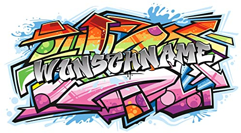Finest Folia 3D Graffiti Wandtattoo 97x53cm Streetart Wandsticker für Jugendzimmer Kinderzimmer Wohnzimmer Deko Aufkleber Vinyl Wandbild selbstklebend W008 (09 Sprayer 2, Mit Wunschname)