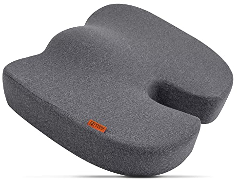 Ergonomisches Sitzkissen Bürostuhl - TestSEHRGUT - Sitzring steißbein entlastung -Steißbeinkissen Mit Physiotherapeuten entwickelt -Kissen Stuhl Entlastet Rücken (Grau, Ergonomisch Gerundet)