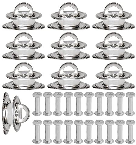hifrom 10 Stück Drehverschluss für Ovalösen mit 20 Sätze von 6mm Nieten, Edelstahl Geldbörse Push Lock Set, Verschluesse Steckschloss, Steckschlösser für Taschen, Schnappverschluss für Taschen