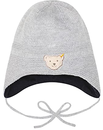 Steiff Unisex Baby Bommel Beanie-Mütze, Soft Grey Melange, 41
