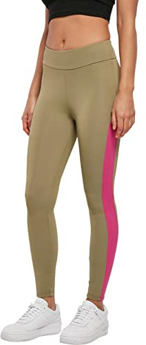 Urban Classics Damen Ladies Color Block Leggings Khaki/brightviolet, L
