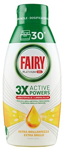 Fairy Platinum - Gel para lavavajillas, brillante, perfume de limón, 30 lavados