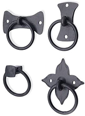 Infinity Decor Black Wrought Iron Ring Cabinet Pull Handles for CUPBOARDS Closet Drawer Doors (4 Style) (Butterfly Shape)