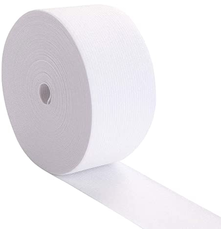WedDecor Flat Elastic Band Heavy Stretch Elastic Band for Sewing Crafts Accessories, Webbing Garment, Fabric, Dressmaking, 50mm Wide, 1 metre Long, White