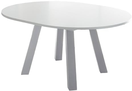 58 aufm Kessel Esstisch Rund ausziehbar Edda 4 130 x 130 x 78 Küchentisch Weiß Matt Lack 13954-130