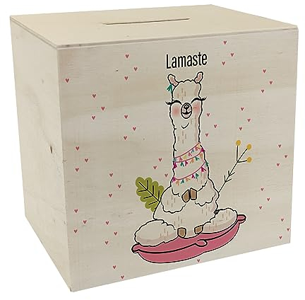 Lamaste - Die geistreiche Spardose aus Holz mit Lama Motiv die perfekte Sparbüchse für Liebhaber von Lamas, die auch gerne meditieren und entspannen