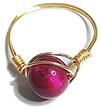 ARTQ Steinring Roter Tigerauge Stein Natursteinring Frauen Runde Perlen Wire Wrapped Ring Vintage Knöchelringe St. Patrick's Day Party Geschenk Schmuck Für Frau Freundin Mutter