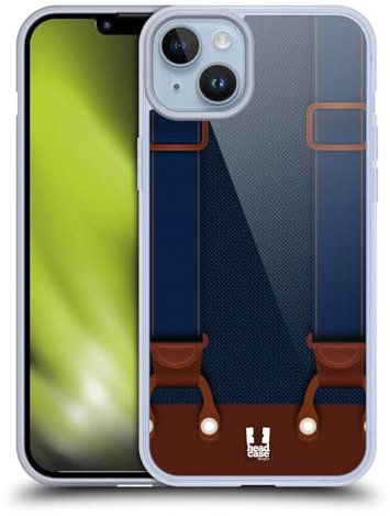 Head Case Designs Doble Clip Azul Marino Juego de Tirantes 2 Caso de Gel Suave Compatible con Apple iPhone 14 Plus
