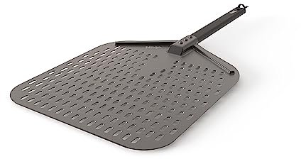 Ninja XSKOPPL Perforated Pizza Peel, Compatible Woodfire Outdoor Oven (OO100 series), Hanging Drawstring, Aluminum, Grey/Black, 19.5'' x 16.5'' x15