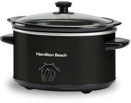Hamilton Beach 3.5L Comfort Cook Slow Cooker, 160W Energy-Efficient Design, Removable Oven-Safe Ceramic Bowl, 3 Heat Settings, Compact for 2-4 People, Easy Clean, Black - HBSC040B