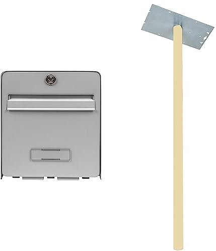 BURG-WÄCHTER, Boîte aux Lettres Normalisée en Acier Galvanisé avec Porte à Ouverture Totale, Stop-Courrier (Porte bloquée à 120°), 1 Porte, Favor, Gris & Pied pour Boîte aux Lettres, 115 cm
