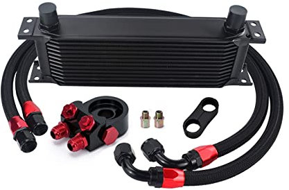 Radiatore dell'olio per auto Kit radiatore olio motore universale Filtro olio Adattatore sandwich Nylon intrecciato in acciaio inossidabile An10 Accessori for auto (Color : Black)