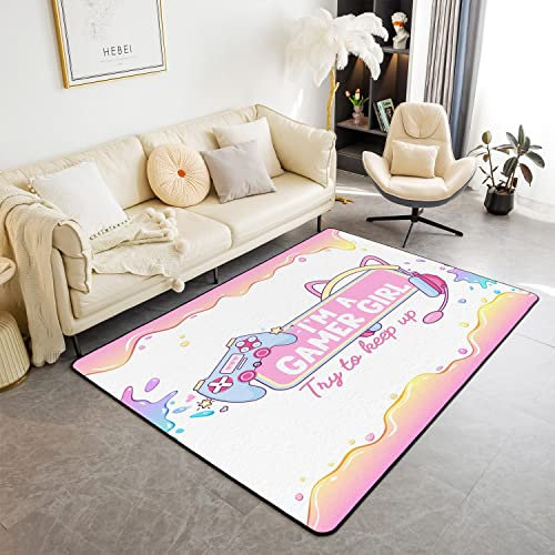 Gamer Tapis Salon Jeux Tapis de Salon 100x150cm Jeux Écouteurs intérieur Tapis de Jeu Filles Tapis Rose Tapis d'extérieur Chambre à Coucher Cuisine Balcon Terrasse Bureau Tapis Salon