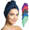 Fit-Flip Haarturban Mikrofaser - 1 Stück Haarhandtuch mit Knopf - schnelltrocknend und saugstark - Microfaser Kopf Turban - Haar Handtuch (Marineblau)