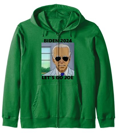 Joe Biden im Anime-Stil mit Sonnenbrille. Kapuzenjacke