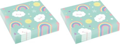 Amscan 9904302 - Servietten Rainbow & Cloud, 20 Stück, 33 x 33 cm, Regenbogen, Wolken, Partygeschirr (Packung mit 2)