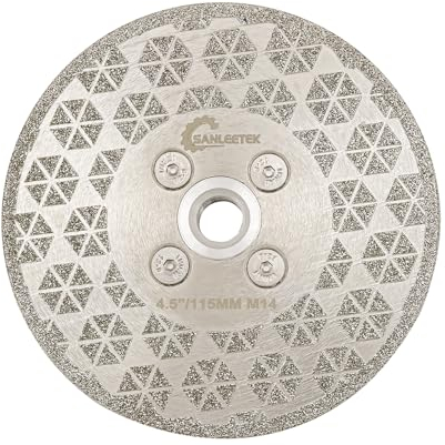 Diamant Trennscheibe 115mm Galvanische Sägeblätter - Einseitige Seite zum Schneiden und Schleifen von Granit Marmor Keramik Feinsteinzeug Fliesen Quarz M14 Gewinde SANLEETEK