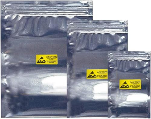 Zoolfix Antistatic Bags ESD Shielding Bag with Anti-Static Labels for Hard Drive SSD HDD Motherboard Video Card RAM Electronic Devices (Ziplock mixed-60pc)