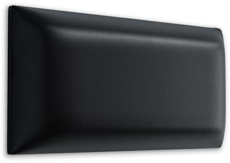 Muralo - Wandkissen aus Kunstleder Kopfteil-Bett Wandpolster Bettkopfteil Gepolstert Polster-Paneel Kopfenden für Wohnzimmer, Schlafzimmer (Schwarz, 50 cm x 30 cm)