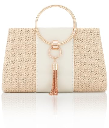 Jywmsc Pochettes en Paille pour Femmes Sacs de Plage D'été Fourre-tout à Glands Sac de Soirée Sacs à Main