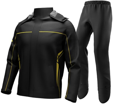 Fesjoy Chaqueta y pantalón impermeables para motocicleta, ropa de lluvia para ciclismo, con bolsa de almacenamiento, chubasquero transpirable