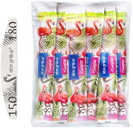 Aba Group Nail Files 150/180 Half Moon Standard Flamingo Safe Package Professional Nail File Set, Made in Europe, Pack of 100
