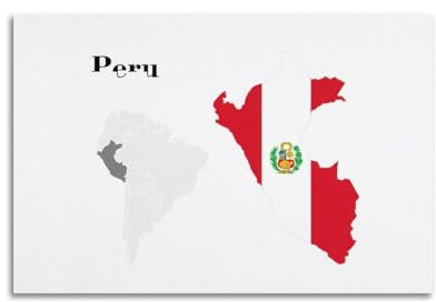 BPQN Poster mit einfacher Karte, Südamerika, Peru, dekoratives Gemälde, Leinwand, Kunstbild, 30 x 45 cm