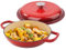Fijinhom 3 Quart Enameled Shallow Cast Iron Dutch Oven with Lid, Dual Handles Dutch Pots for Cooking, Stewing, Heavy-Duty & Nonstick, Oven Safe up to 500° F, Works on All Stovetops, Red