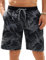 APTRO Herren Badehose Lang Boardshorts Schnelltrocknend Sommer Badeshorts Badeshorts Schwimmen Shorts mit Innenhose Blatt Schwarz MK370 L