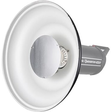 Camnoon 41,2 cm/16 Zoll Reflektor Beauty Dish Diffusor für Studiofotografie mit Wabengitter und weichem Tuch für Bowens Mount Speedlite Blitzlicht, Studioblitz (Weiße Innenfläche)