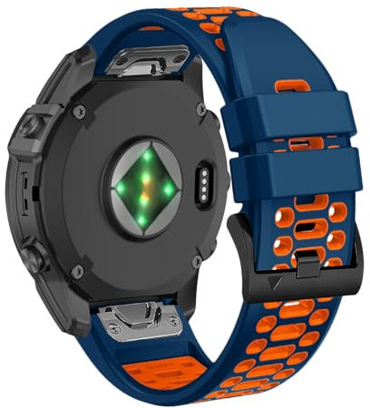 RosMank 22mm Quickfit Cinturino per Garmin Fenix ​​​​​​8 E 47mm/7 Pro/7/6 Pro/6, Silicone Cinturino di Ricambio per Epix/Approach S70 47mm/MARQ/Instinct 2/Forerunner 965/Descent G1 (BluArancione)